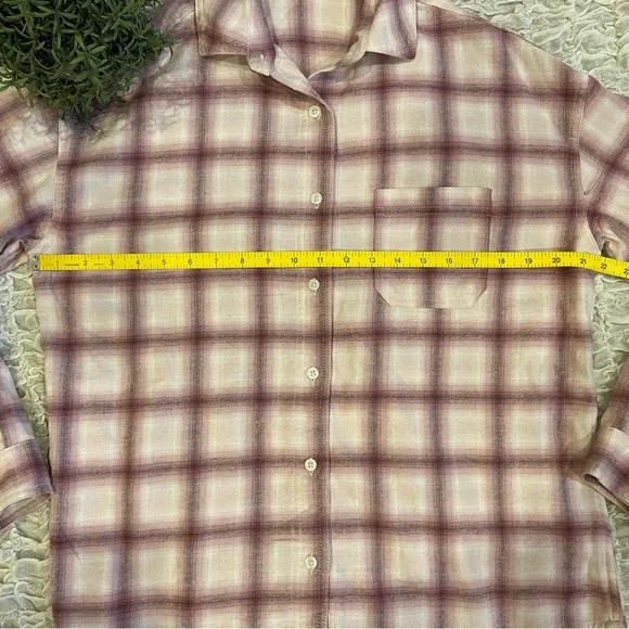 Aeropostale Plaid Flannel Button Up Down Collared Shirt Oversized Soft Pink XS - Picture 5 of 7